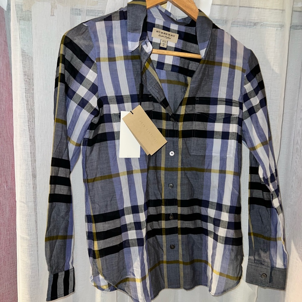Blue Burberry Button down Shirt